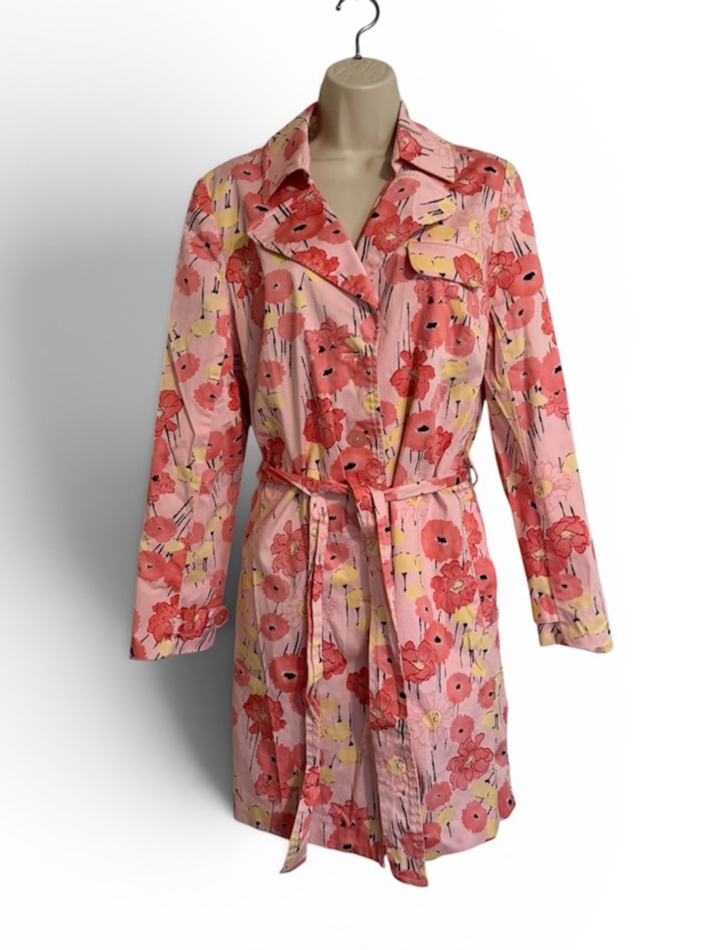 Apostrophe Pink Floral Trench Coat